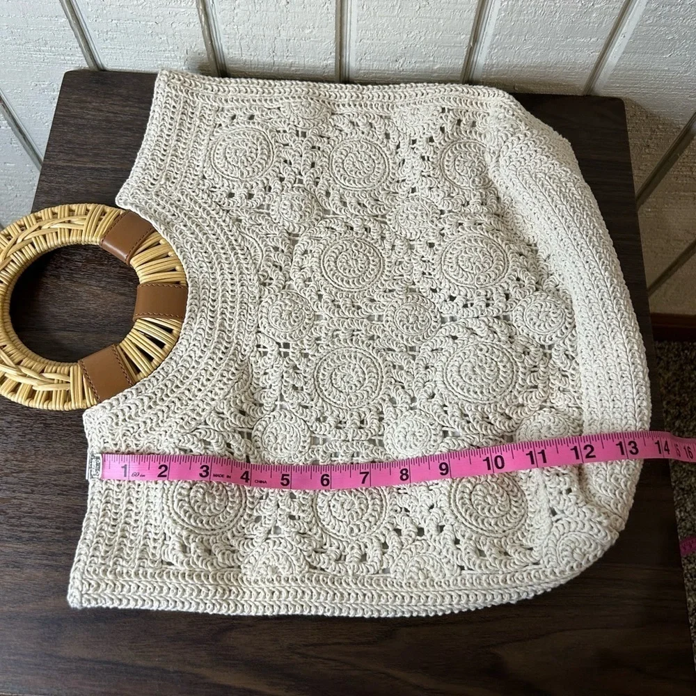 Talbots Crochet Round Handle Tote Bag